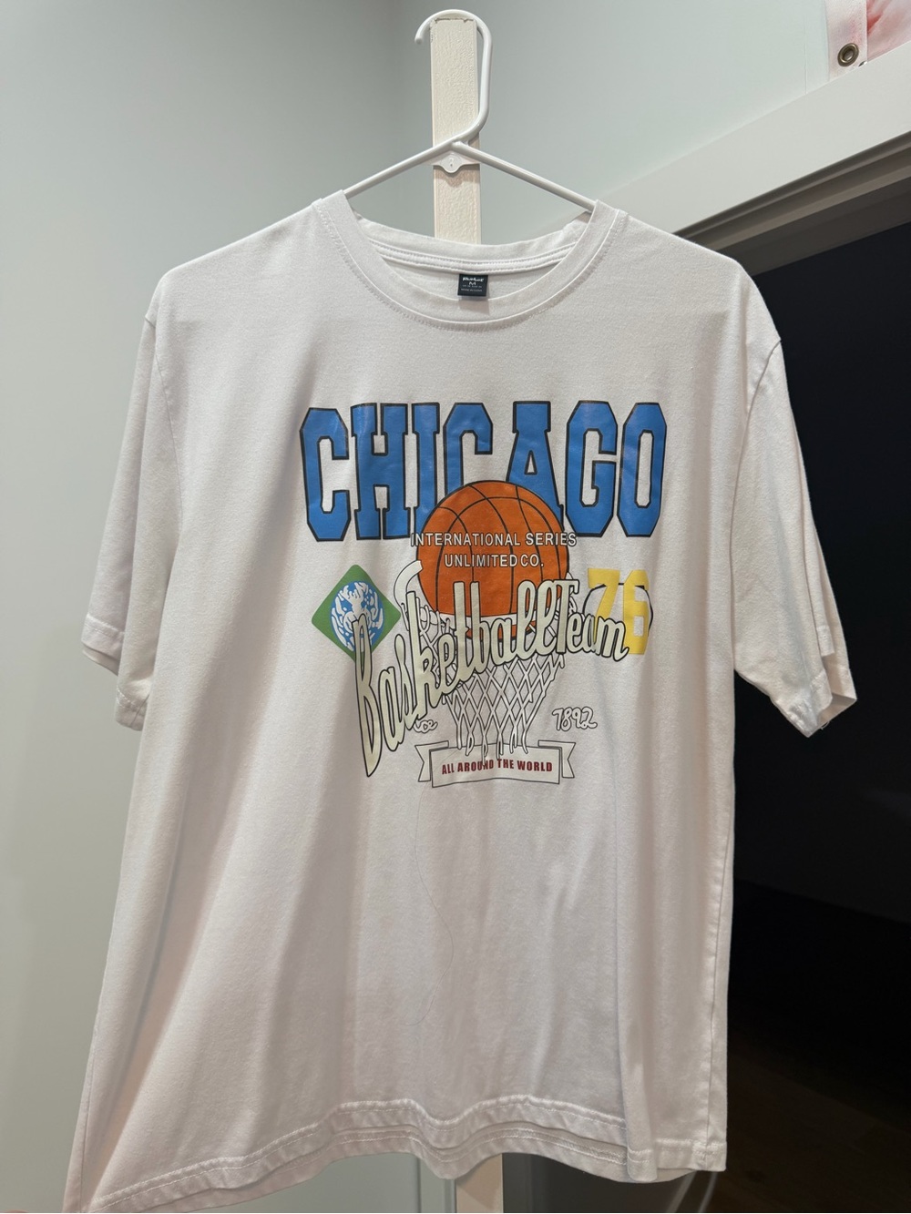 ROMWE White Short Sleeve 'Chicago Basketball Team' Graphic Tee